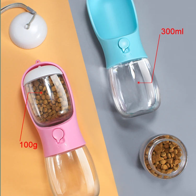 Garrafa 2 in 1 - 300ml portátil para cães e gatos