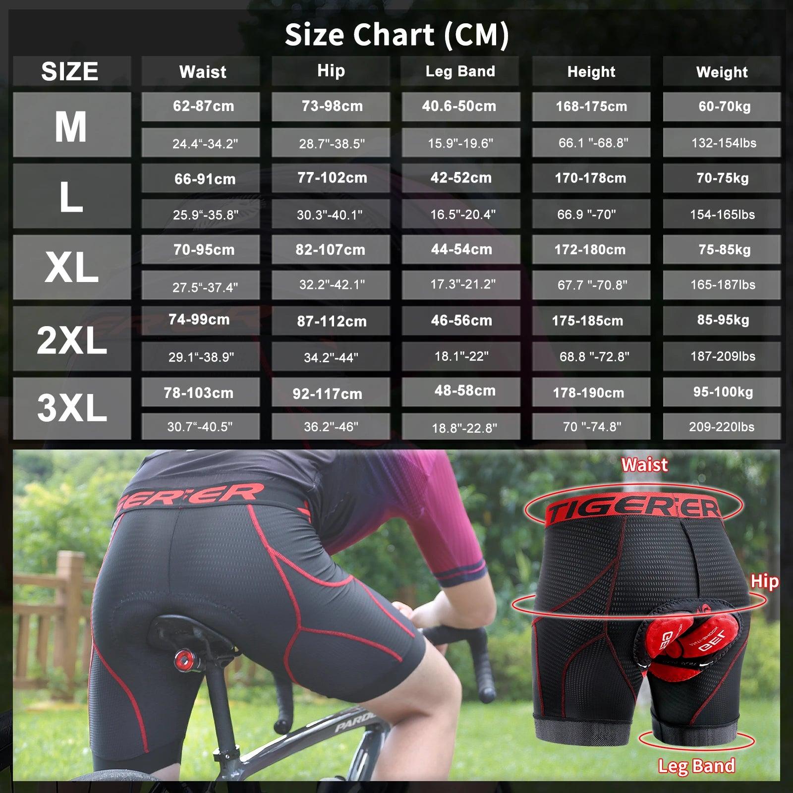 __new X-TIGER Men's Cycling Underwear Shorts 5D Padded Sports Riding Bike Bicycle MTB Liner Shorts with Anti-Slip Leg Grips - Aruky Store